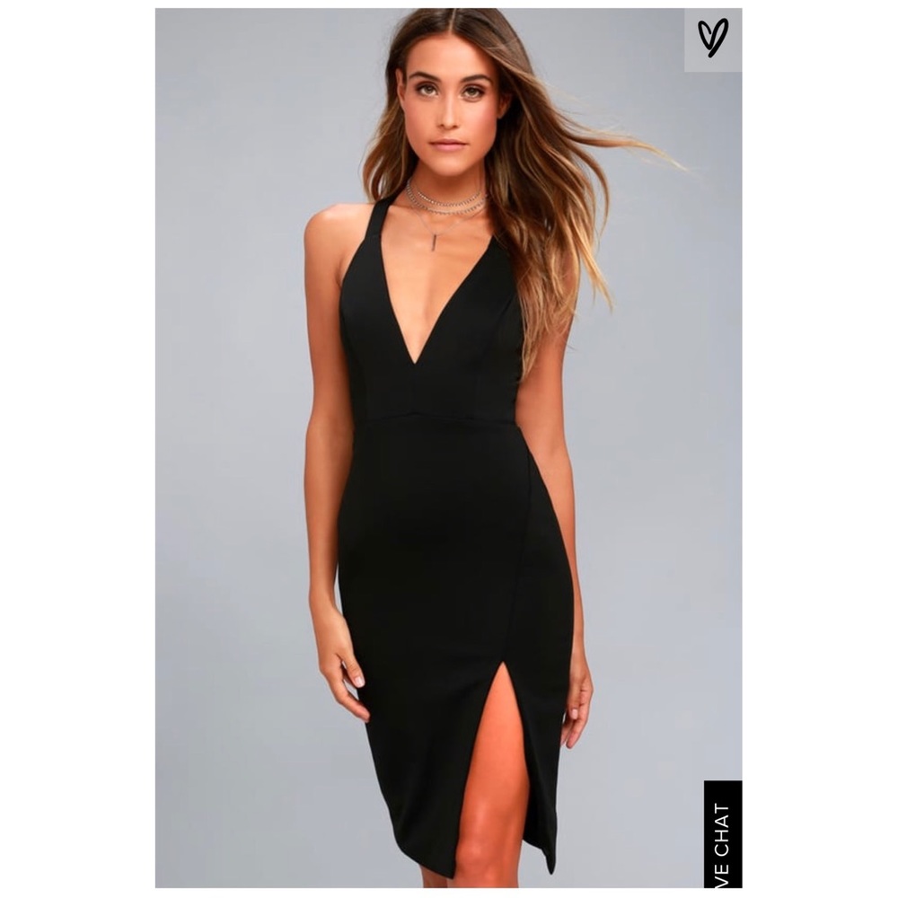 Lulus Aglow Black Bodycon Midi Dress